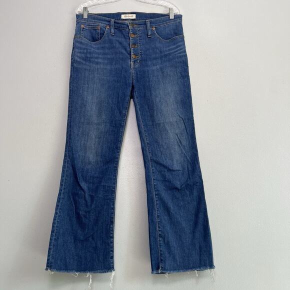 Madewell Denim - Madewell Womens Cali Demi-Bootcut Jeans Blue Sz 30 Button Fly Raw Hem Boho Ankle